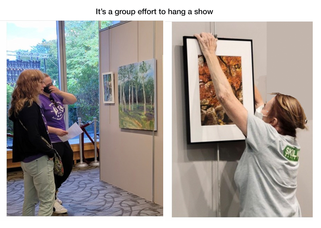 Hanging a show is a group effort